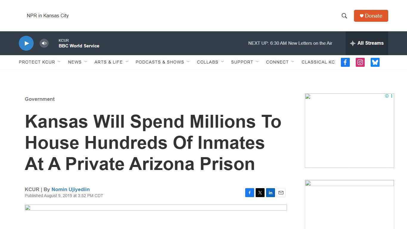 Kansas Will Spend Millions To House Hundreds Of Inmates At A Private Arizona Prison KCUR - Kansas City news and NPR
