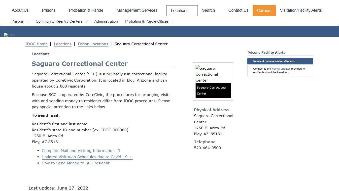 Saguaro Correctional Center Idaho Department of Correction