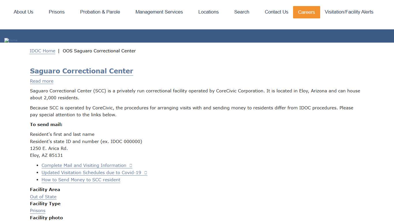 OOS Saguaro Correctional Center Idaho Department of Correction